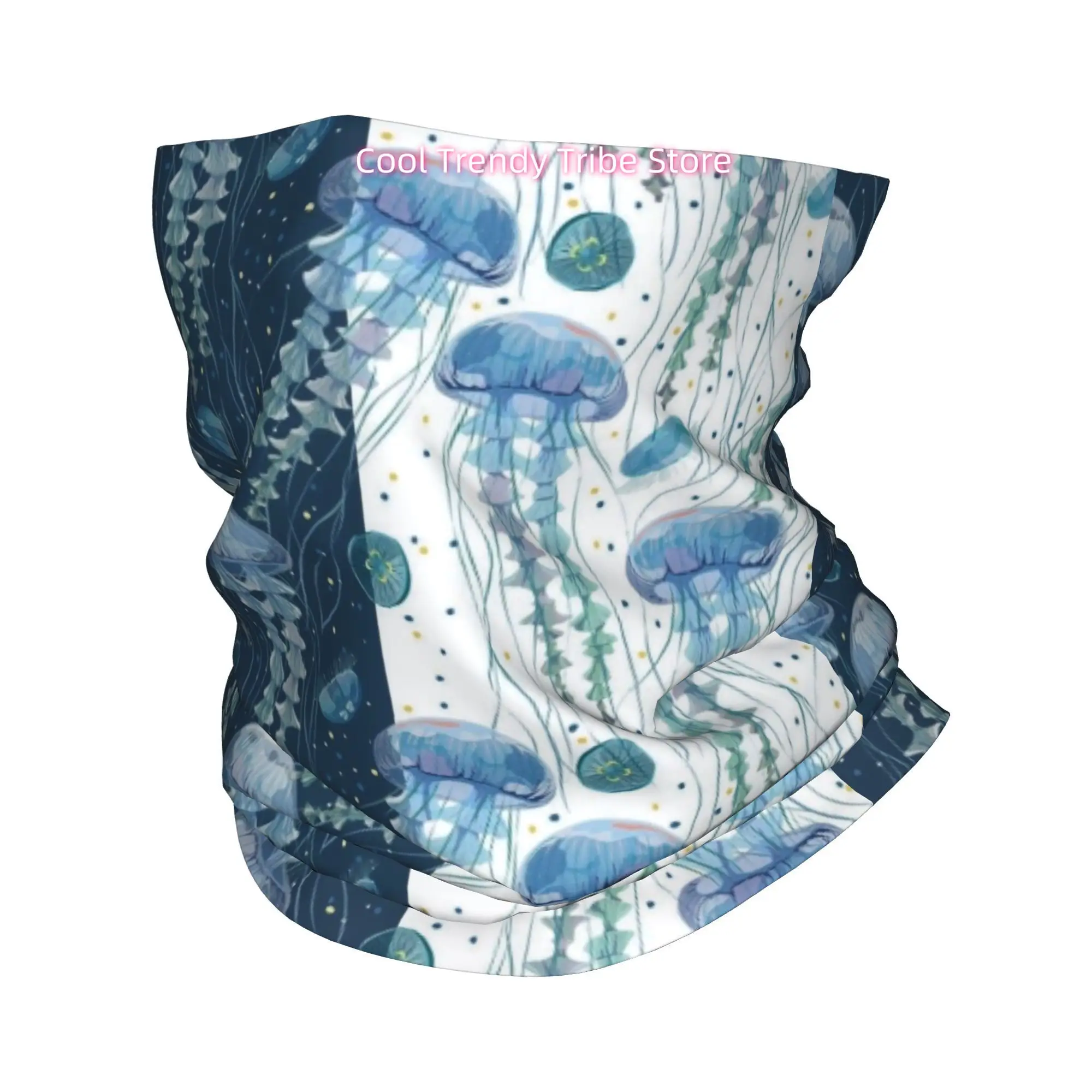 Men'S Fashion Head Scarf - Onderwaterkwallen en zeewierpatroon in zacht blauw