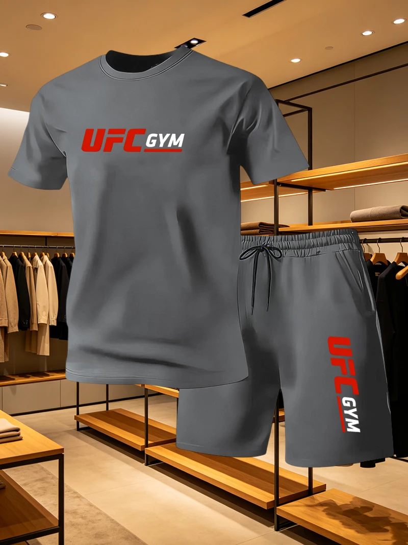 Men'S Fashion Course - Herensportkleding T-shirt Shorts UFC Casual Set
