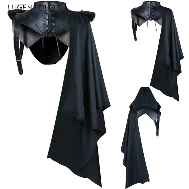 Mens Fashion Poncho - Mannen Middeleeuwse Poncho's Met Capuchon Sjaal
