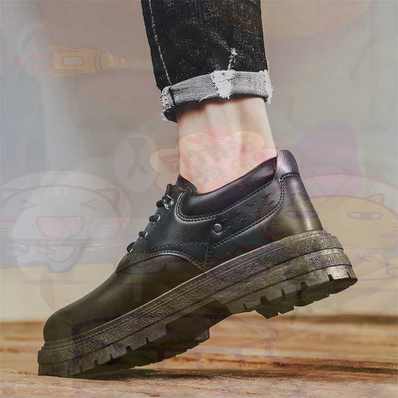 Men'S Fashion All Black Outfit - Donker natuurlijk leer Mode-sneakers Tennis Herensneakers