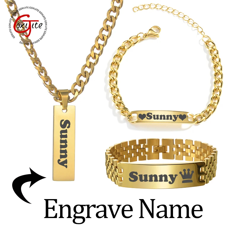 Men'S Fashion Jewelry Bracelets - Goxijite aangepaste gegraveerde naam ketting Cubaanse