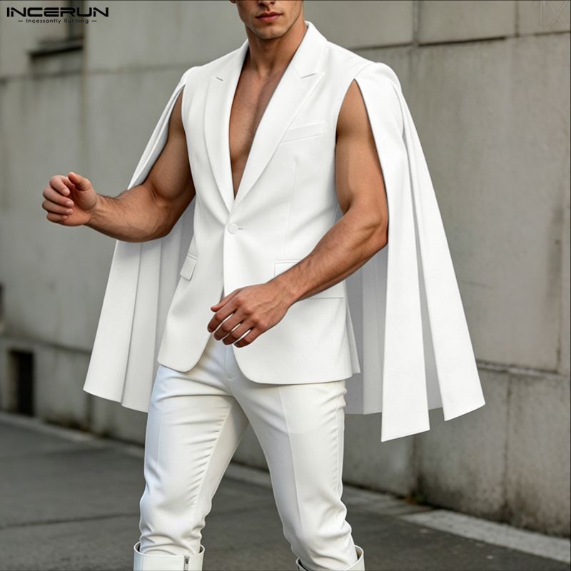 Mens Fashion Poncho - INCERUN mannen Onregelmatige Blazer Effen Kleur