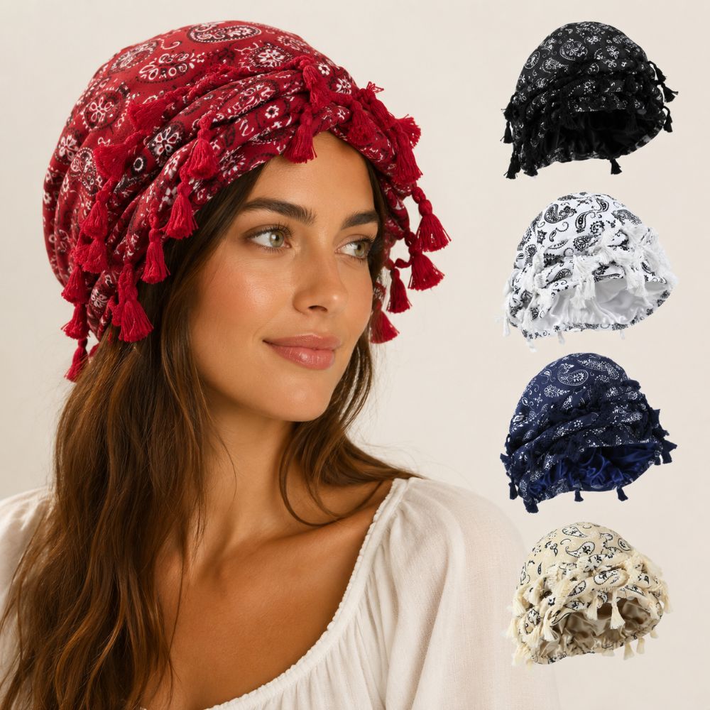 Men'S Fashion Head Scarf - Vintage satijnen twist hoofdbanden cashew print