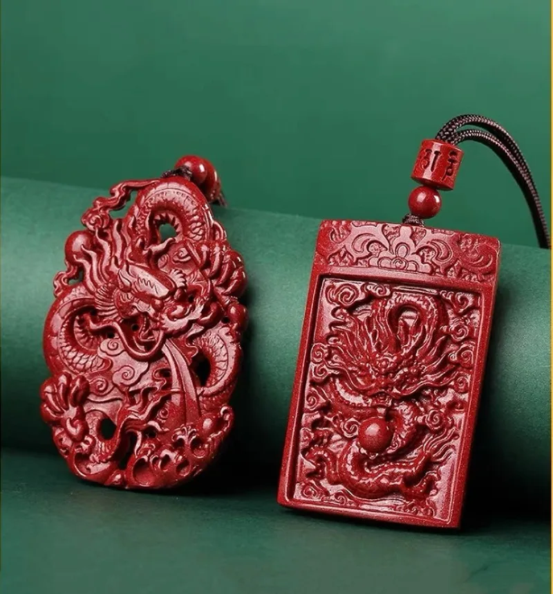 Mens Fashion Jumpers - Mode Cinnabar Jade Dubbelzijdig Snijwerk Draak