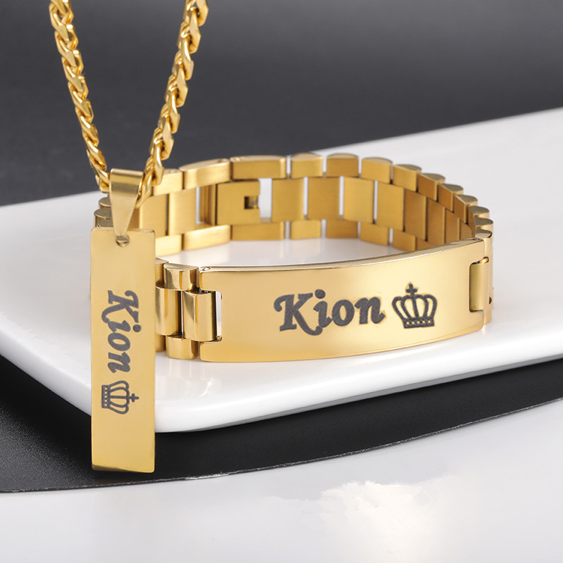 Men'S Fashion Jewelry Bracelets - Aangepaste Mannen Naam Ketting Grote Armband