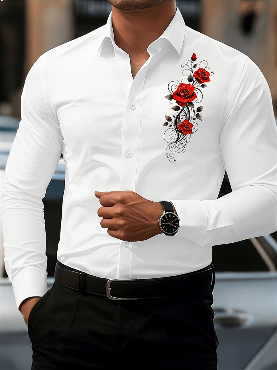 Herenshirt met rode rozenprint - Men'S Fashion Course recensie en prijs